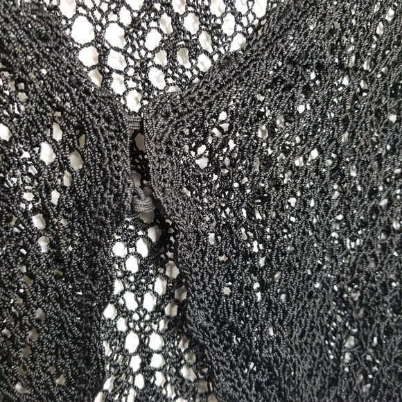 Armani Exchange Crochet Net Cropped Black Cardian Womens Open Knit Jacket - Picture 4 of 11